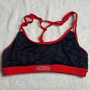 Black and Red Racerback Sports Bra with Adjustable Straps